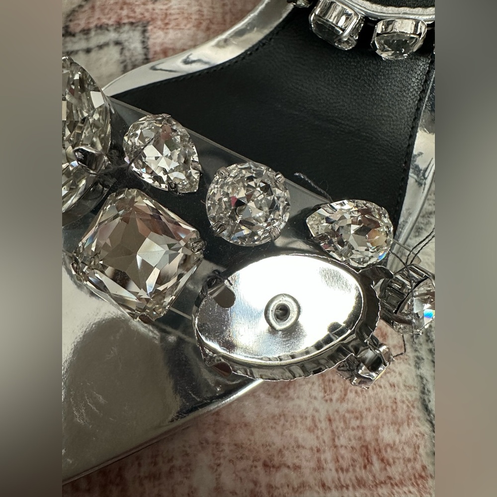 NWOT Retrofete Hanna Gemstone Silver Heels - Picture 5 of 16